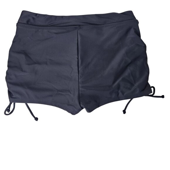 Cupshe Womens Black Tankini Set M Adjustable Straps Boy Shorts Ruched Beach - Picture 6 of 13